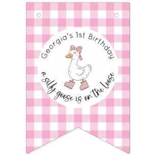 Ett Fånig går Rosa Birthday Banner Vimplar