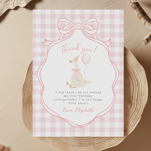 Ett Fånig går Rosa Bow första födelsedag Tack Kort