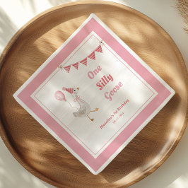Ett Fånig går Rosa Girl 1:a födelsedagen Pappersservett