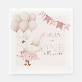 Ett Fånig går Rosa Pastel 1:a födelsedagen Pappersservett