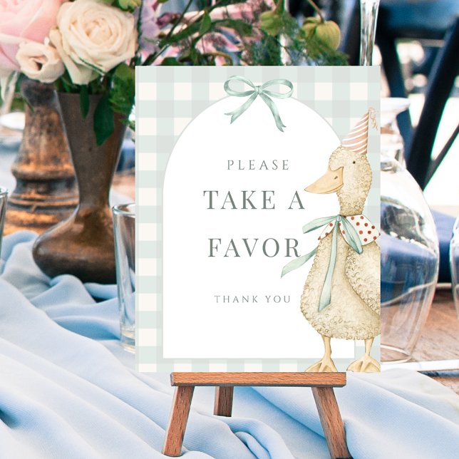 Ett Fånig går till favorittabb Poster (One Silly Goose Favor Tabletop Sign Poster)