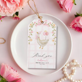 Ett Fånig går Vintage Rosa 1:a födelsedag Presentetikett