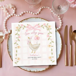 Ett Fånig går Vintage Rosa Anka 1:a födelsedag Pappersservett