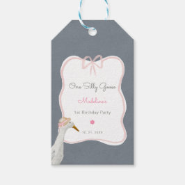 Ett Fånig gick Rosa Bow 1:a födelsedagen Party Presentetikett