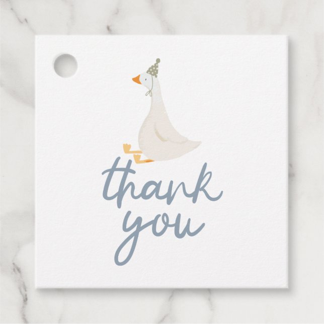 Ett Fånig Goose blue och grönt Gåvor Etiketter (Framsida)