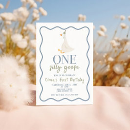 Ett Fånig Goose blue och grönt Inbjudningar