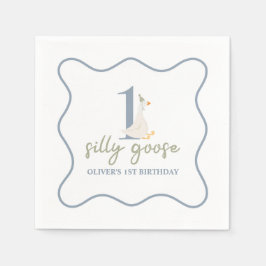 Ett Fånig Goose blue och grönt Pappersservett