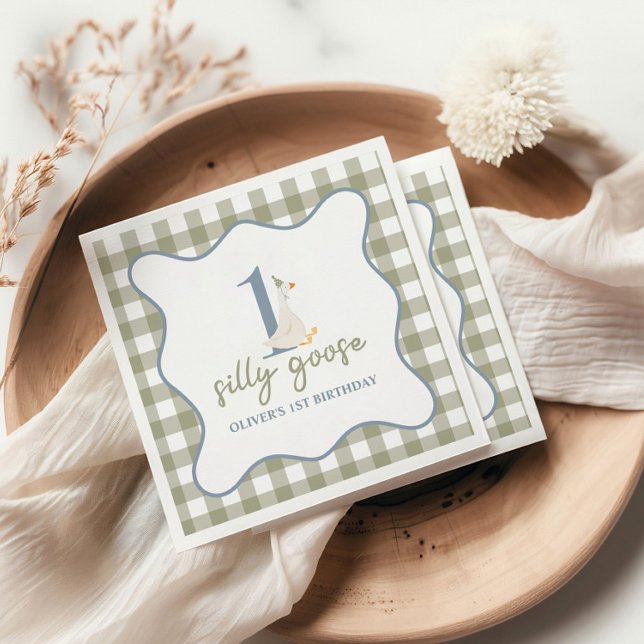 Ett Fånig Goose blue och grönt Pappersservett (Skapare uppladdad)