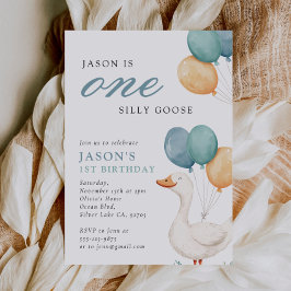 Ett Fånig Goose Boy 1:a födelsedagen Party Inbjudningar