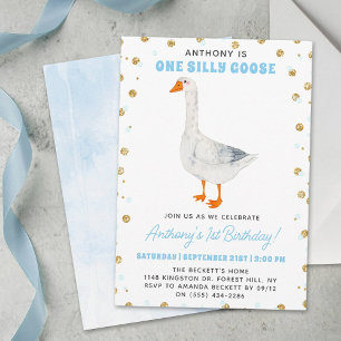 Ett Fånig Goose Boys 1:a födelsedagen Inbjudningar