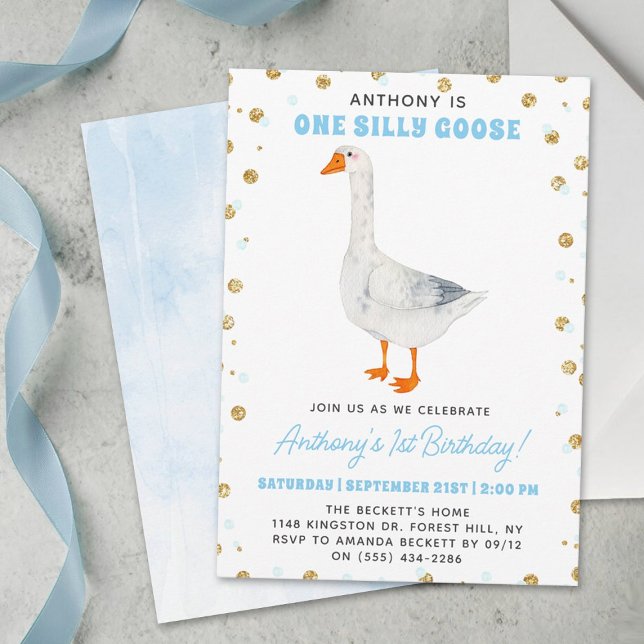 Ett Fånig Goose Boys 1:a födelsedagen Inbjudningar (Skapare uppladdad)