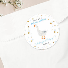 Ett Fånig Goose Boys 1:a födelsedagen Party Runt Klistermärke