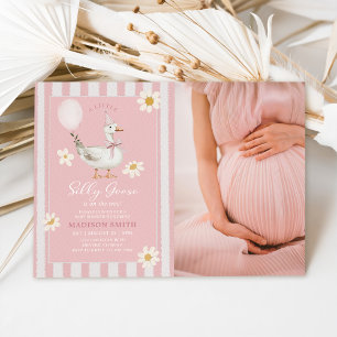 Ett Fånig Goose Daisy Girl Baby Shower Photo Inbjudningar