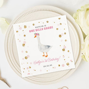 Ett Fånig Goose Girls 1:a födelsedag Pappersservett