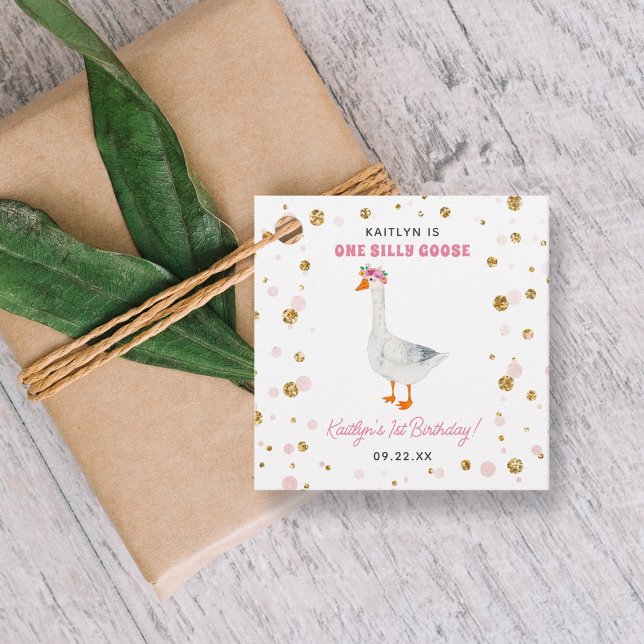 Ett Fånig Goose Girls 1:a födelsedag Party Gåvor Etiketter (Skapare uppladdad)