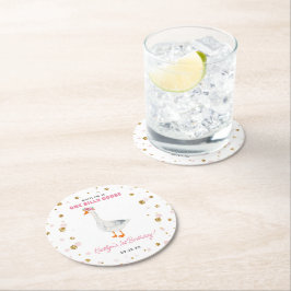 Ett Fånig Goose Girls 1:a födelsedag Party Underlägg Papper Rund