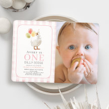 Ett Fånig Goose Rosa Gingham Girl 1st Birthday