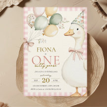 Ett Fånig Goose Rosa Gingham Girl's 1st Birthday