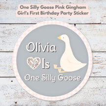 Ett Fånig Goose Rosa Gingham Girl's Födelsedagsfes