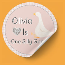 Ett Fånig Goose Rosa Gingham Girl's Födelsedagsfes