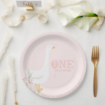 Ett Fånig Goose Rosa Girls 1:a födelsedag