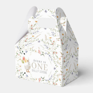 Ett Fånig Goose Wildbloms Blommigt 1:a födelsedage Presentaskar