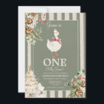 Ett Fånig Goose Winter Grey Gräs 1:a födelsedagen Inbjudningar<br><div class="desc">EDITABLE Ett Fånig Goose Winter Grey Gräs 1:a födelsedagsinbjudan Elegant Guld Julgran Rustic Gräs Blommigt födelsedag Cute Goose Grönt Stripe Födelsedagsfest Inbjudan</div>