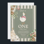 Ett Fånig Goose Winter Grey Gräs 1:a födelsedagen Inbjudningar<br><div class="desc">EDITABLE Ett Fånig Goose Winter Grey Gräs 1:a födelsedagsinbjudan Elegant Guld Julgran Rustic Gräs Blommigt födelsedag Cute Goose Grönt Stripe Födelsedagsfest Inbjudan</div>