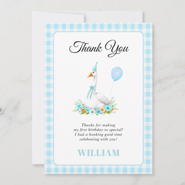 Ett fånig gosses första födelsedagsblå Tack Kort (Framsida)