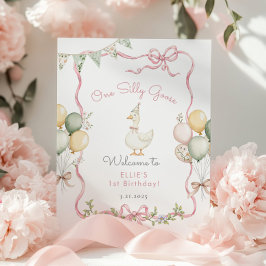 Ett Fånig hälsar Rosa Bow Girl 1:a födelsedagen vä Poster