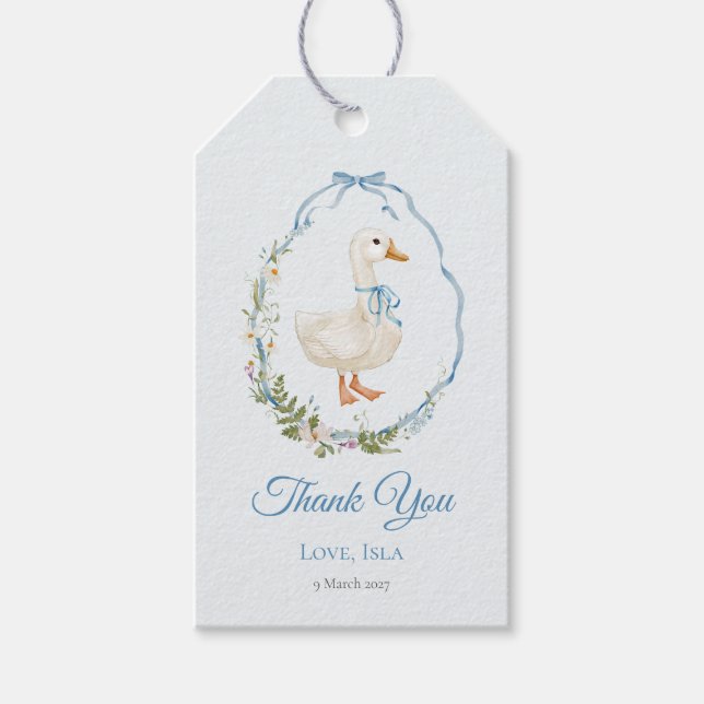 Ett Fånig Lilla Goose Birthday Tack Presentetikett (Framsidan)