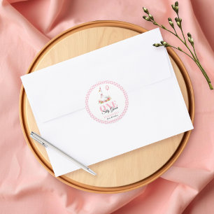 Ett fånig, rosa Gingham-flickans första födelsedag Runt Klistermärke