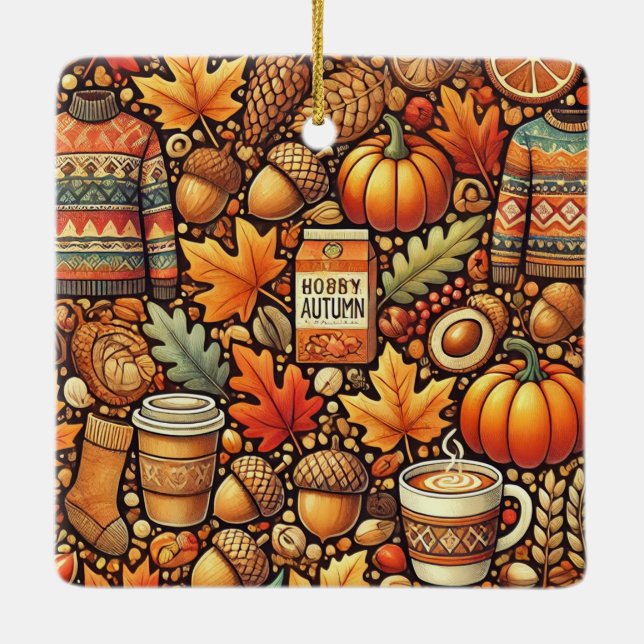 Ett färgat och söt falluttryck julgransprydnad keramik (Baksida)