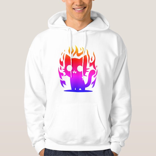 ett färgat silhuettam från katt hoodie (Framsida)