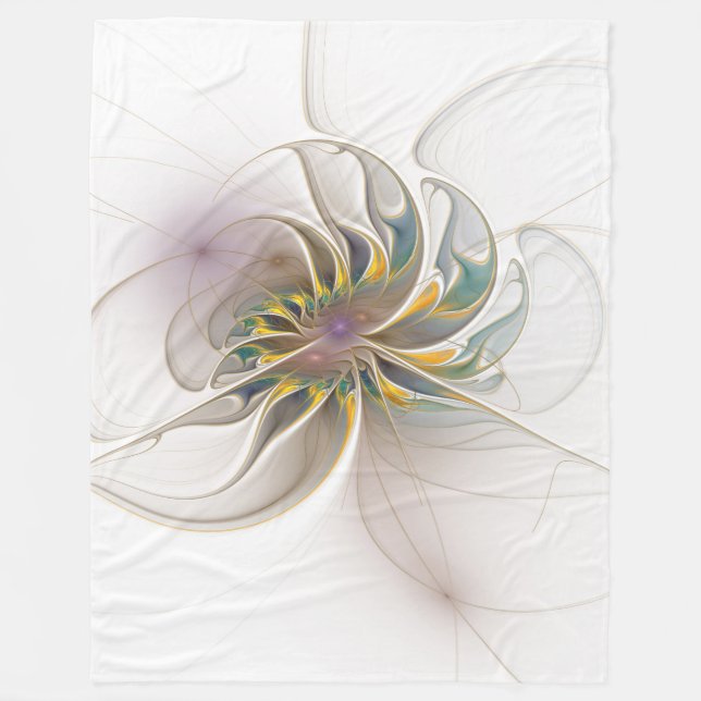 Ett färglöst fraktalt ornament. Abstrakt Flower ar Fleecefilt (Framsidan)