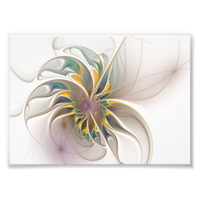 Ett färglöst fraktalt ornament. Abstrakt Flower ar Fototryck (Framsidan)