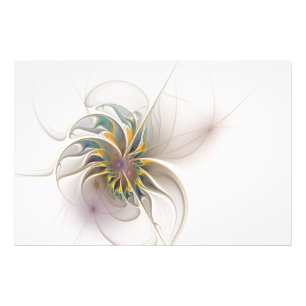 Ett färglöst fraktalt ornament. Abstrakt Flower ar Fototryck