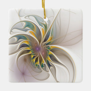 Ett färglöst fraktalt ornament. Abstrakt Flower ar Julgransprydnad Keramik