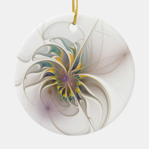 Ett färglöst fraktalt ornament. Abstrakt Flower ar Julgransprydnad Keramik