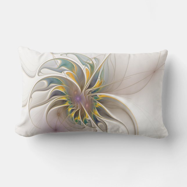 Ett färglöst fraktalt ornament. Abstrakt Flower ar Lumbarkudde (Framsida)