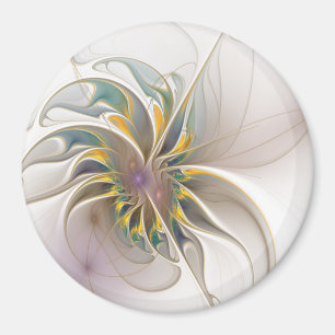Ett färglöst fraktalt ornament. Abstrakt Flower ar Magnet