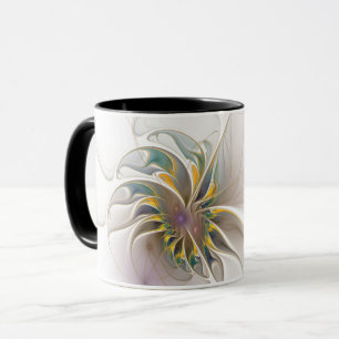Ett färglöst fraktalt ornament. Abstrakt Flower ar Mugg