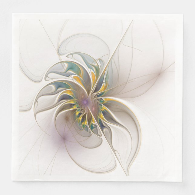 Ett färglöst fraktalt ornament. Abstrakt Flower ar Pappersservett (Framsida)