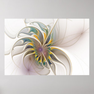 Ett färglöst fraktalt ornament. Abstrakt Flower ar Poster