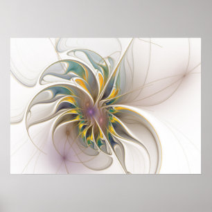 Ett färglöst fraktalt ornament. Abstrakt Flower ar Poster