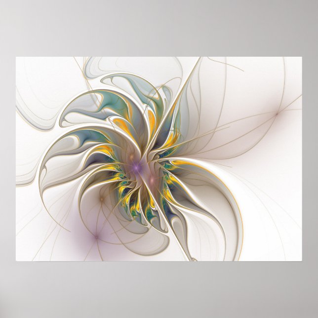 Ett färglöst fraktalt ornament. Abstrakt Flower ar Poster (Framsidan)