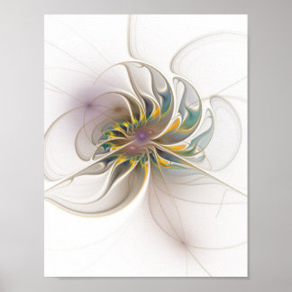 Ett färglöst fraktalt ornament. Abstrakt Flower ar Poster
