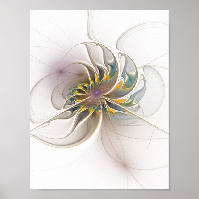 Ett färglöst fraktalt ornament. Abstrakt Flower ar Poster (Framsidan)