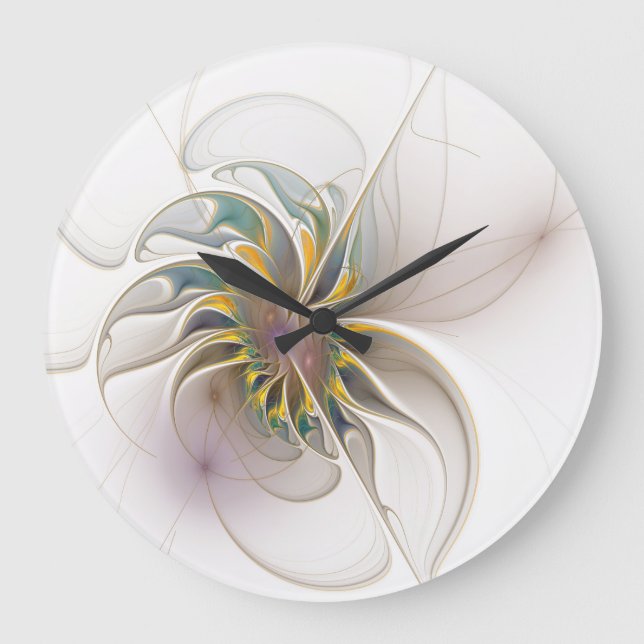 Ett färglöst fraktalt ornament. Abstrakt Flower ar Stor Klocka (Framsida)