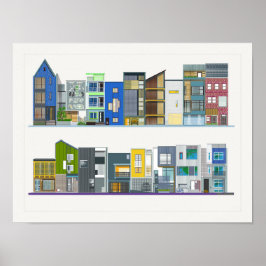 Ett färgstarkt, modernt Contemporarys designradhus Poster
